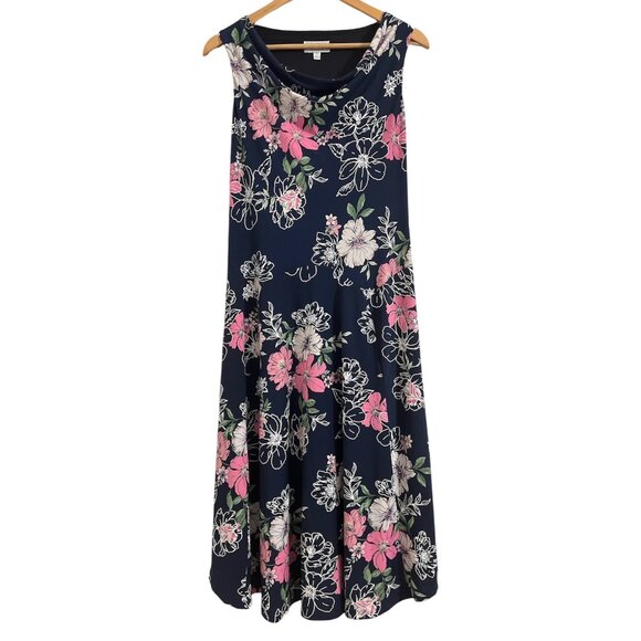 Signature by Robbie Bee Petite Midi Dress Size PM A-Line Floral Print Cowl Neck - Picture 1 of 10